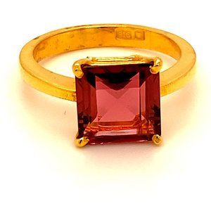 Rubellite 3.13ct Solid 22K Yellow Gold Ring